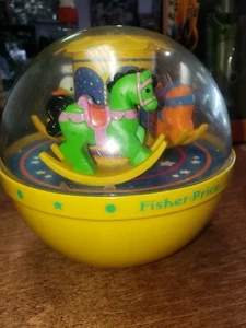 1985 FISHER PRICE VINTAGE CHIME BALL ROLY POLY YELLOW 1150 MUSICAL CAROUSEL 510L - Picture 1 of 5