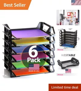 Efficient 6-Piece Black Letter Tray Set - Side Loading, Eco-Friendly Solution - Picture 1 of 10