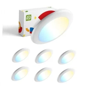  6 Pack LED Disk Lights 6 Inch, 15W 5CCT 2700K-5000K 1245LM, 6 Inch 5CCT White - Picture 1 of 8