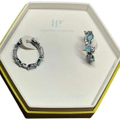 Aros de fiesta bomba que caen a través de horas emplumadas aguamarina cristal de hielo hematita Foto 1 de 4