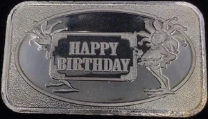 Barra de arte de plata fina FELIZ CUMPLEAÑOS 1 OZ .999 - Imagen 1 de 2