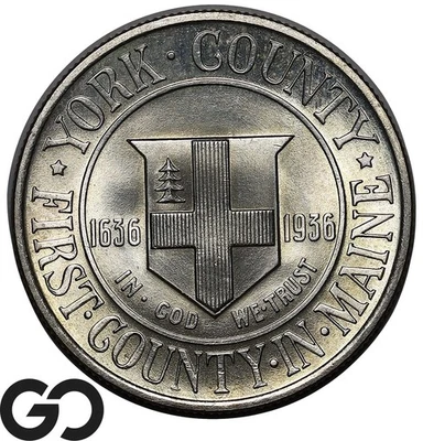 1936 York Commemorative Half Dollar, Premium Quality Superb Gem BU++ - Image 1 of 3