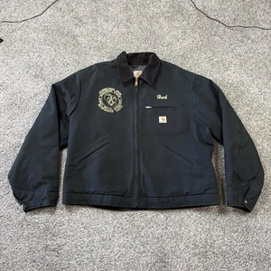 Vintage Carhartt J01 Black Detroit Blanket Lined Jacket Mens 50 Black USA - Picture 1 of 7