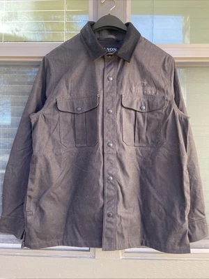 FILSON Tin Cloth Jac Shirt MEDIUM Cinder Dark Brown Wool Collar Snap 20202850 - Image 1 of 4