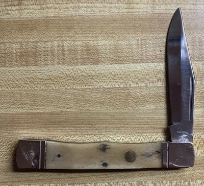 Large British Style Folding Clasp Knife Muzzleloader Patch Knife Natural Bone - Image 1 of 4