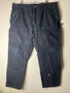 Carhartt Double Knee Carpenter Pants 42 x 30 Distressed Faded Thrashed - Picture 1 of 12