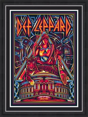 Def Leppard SIGNED & NUMBERED Gig Poster in Handmade Display COA Music Autograph - Image 1 of 4