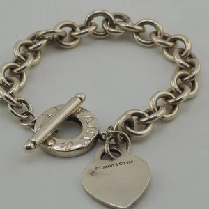 Tiffany & Co. Return to Tiffany 925 Sterling Silber Herzanhänger Knebelarmband - Bild 1 von 5