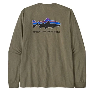 Patagonia L/S Home Water Trout Responsibili-Tee River Rock Green - Picture 1 of 6