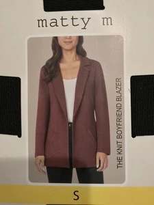 Matty M Ladies' Knit Boyfriend Blazer Rosewood NWT Size S - Picture 1 of 2
