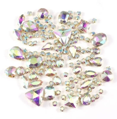 Decorative Iridescent Clear Rhinestones in Gold | DIY & Sewing | New | 130 pcs - Image 1 of 4