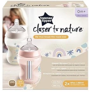 Tommee Tippee Closer To Nature Baby Bottles | 9oz, 2 Count| Breast-Like Nipples  - Picture 1 of 5