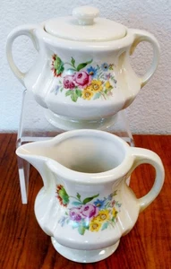 Crema Royal Rochester Reyalite China Ware cubierta azúcar decorada a mano floral - Imagen 1 de 8