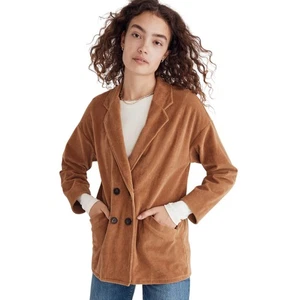 Madewell Blazer Womens Medium Tan Redford Corduroy Double Breasted Jacket Preppy - Picture 1 of 10