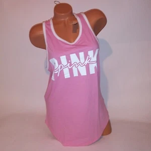 Camiseta sin mangas Victoria Secret ROSA rosa blanco logotipo Racerback sin mangas - Imagen 1 de 11