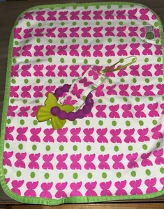 Baby Blanket & Silicone Chewy Bracelet Ring Teether & Lovey Attached Holder Toy - Picture 1 of 14