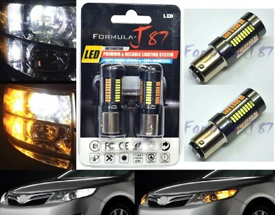 LED Switchback Light 4014 White Amber 1157 Two Bulbs Front Turn Signal DRL Lamp - Image 1 of 4