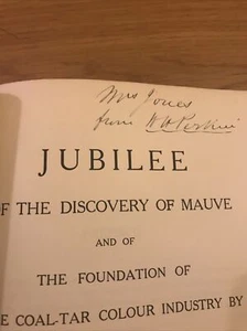 SIGNED Sir William Perkin Scientist Coal-Tar Vintage Book Discovery Of Mauve - Picture 1 of 4
