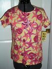 *PALM GROVE KNIT TOP SHIRT SIZE S- PS PINK YELLOW STARFISH SHELLS SEQUINS NW