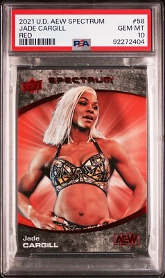 2021 Upper Deck AEW Spectrum Jade Cargill Rookie #58 Red #/50 PSA 10 Pop 1 - Image 1 of 4