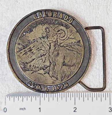 COLORADO STATE BIGHORN HEBILLA DE CINTURÓN DE COLECCIÓN RARA LEWIS HECKLE CO 1974 EE. UU. Foto 1 de 4