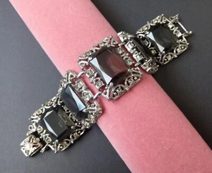Sarah Coventry Vintage Chunky Rhinestone Panel Bracelet 1950's 1960's - Picture 1 of 6