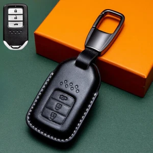 Genuine Leather Car Key Case Cover For Honda Accord Civic CR-V HR-V CR-Z Pilot - Picture 1 of 4