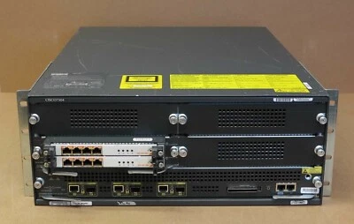 Cisco 7304 Series 4-Slot Router Chassis 1x C7304-NPE-G100 2x SPA-4FE 2x PSU/Ears - Image 1 of 3