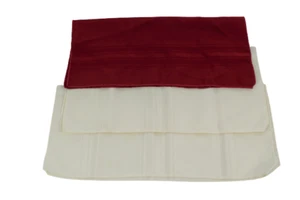 Lot of 3 Burgundy & Cream Cloth Napkins 18x18 Dining Table Decor Stains - Picture 1 of 5
