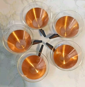 5 Teegläser mit Unterteilen aus Kupfer Mit Ständer 70er Jahre - Teetassen - Bild 1 von 5