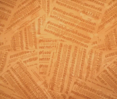 Patriotic Fabric 1 Yard Music National Anthem & America Tan Moda Cotton Vtg #C - Image 1 of 2