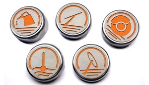 Fluid Cap Covers Orange Fury Inlay 5pc fits 2005-2009 Ford Mustang Auto - Picture 1 of 2