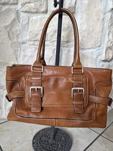 Vintage 1990 Y2K Michael Kors Cognac Leather Saddle Handbag - Picture 1 of 10