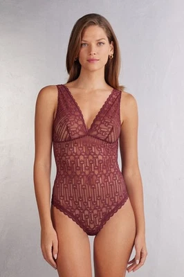 NUEVO Body Intimissimi Elegante Silueta Encaje Rojo Draco Talla S Foto 1 de 4
