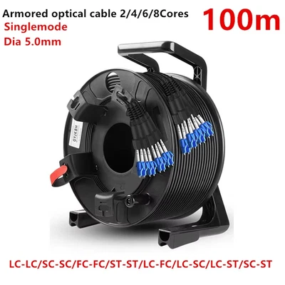 100m TPU Armored Fiber Optic Cable SM Patch Cord 2/4/6/8 Cores With PCD235 Reel - Image 1 of 4