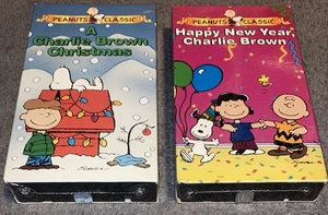 Happy New Year Charlie Brown 1986/A Charlie Brown Christmas 1965 VHS Peanuts NEW - Picture 1 of 8
