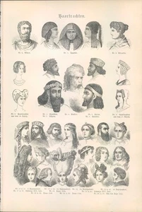 Holzschnitt - Holzstich - 1893 - Haartrachten viele Ansichten - Bild 1 von 2