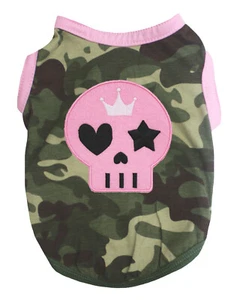 Pink Skull Face Puppy Dog Shirt Halloween Pet Top Cat Small Animal T-Shirt - Picture 1 of 9