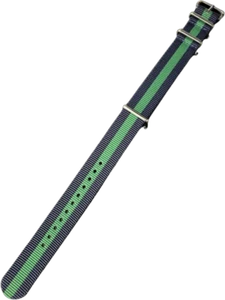 Military Style Nylon Watch Strap Navy and Green Striped Brand New - Picture 1 of 4