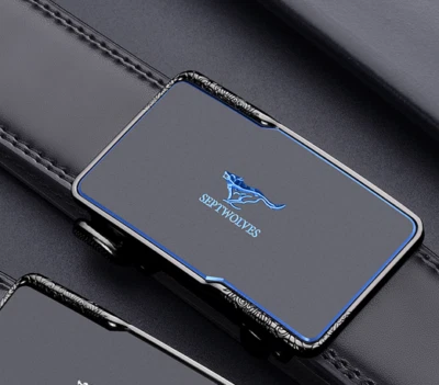 Septwolves Hombres Mujeres Cinturón Cuero Vaca Bloqueo Automático Hebilla Negro 702137501 Foto 1 de 4