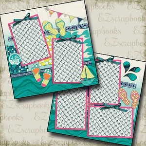 FLIP FLOPS - 2 Premade Scrapbook Pages - EZ Layout 167 - Picture 1 of 4
