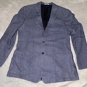 Armani Collezioni G Line Men's Blue Blazer Sport Coat Jacket 42 L Tear In Arm - Picture 1 of 10