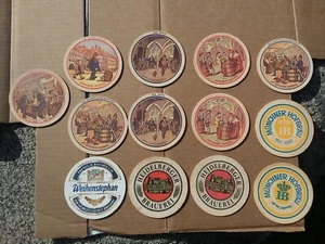 Lot 13 Vintage Paper Coasters German Breweriana Hofbrau Advertise Collect Decor - Picture 1 of 3
