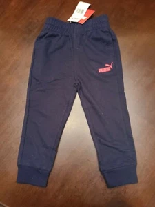 PUMA Baby Boys Toddlers 2T Pants Active, Joggers, Black with Hot Pink Logo - Picture 1 of 10