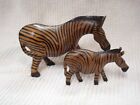 Hand Carved, Hand Painted Ironwood Zebra pair, Mother with Calf