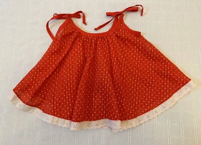 Vintage Bryan sundress swing tank red white dot eyelet 80s kids XL - Image 1 of 4