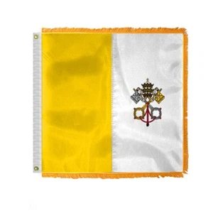Bandera Católica Romana Estado Ciudad del Vaticano Cuadrada 3x3 Pies Flecos de Oro, 200D, Ojales - Imagen 1 de 1