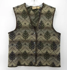 VINTAGE Woolrich Vest Women Medium Brown Wool Jacket Coat Aztec Southwestern USA - Picture 1 of 9