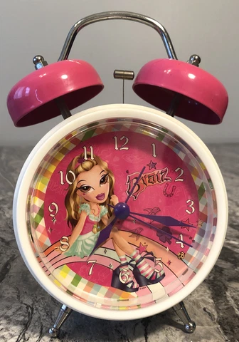 Bratz Y2K Twin Bell Pink & White Alarm Clock - 7” Cover
