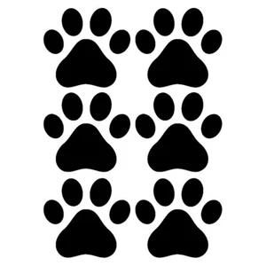 5.5x6cm Dog Paws Vinyl Stickers Set Laptop Phone Wall Black or White Waterproof - Afbeelding 1 van 4